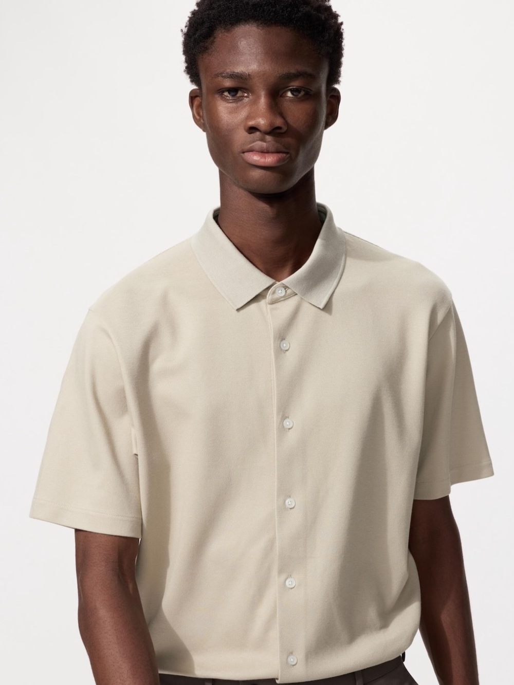 UNIQLO AlRism Cotton Pique Full Open Polo Shirt - L